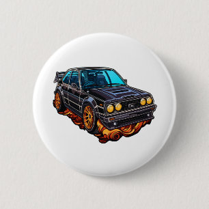 Cartoon auto illustratie ronde button 5,7 cm