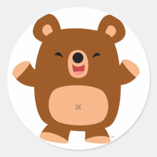 Cartoon autocollant de l'ours à rire mignon
