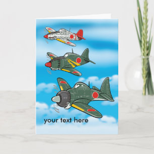 Cartoon avions japonais carte de voeux