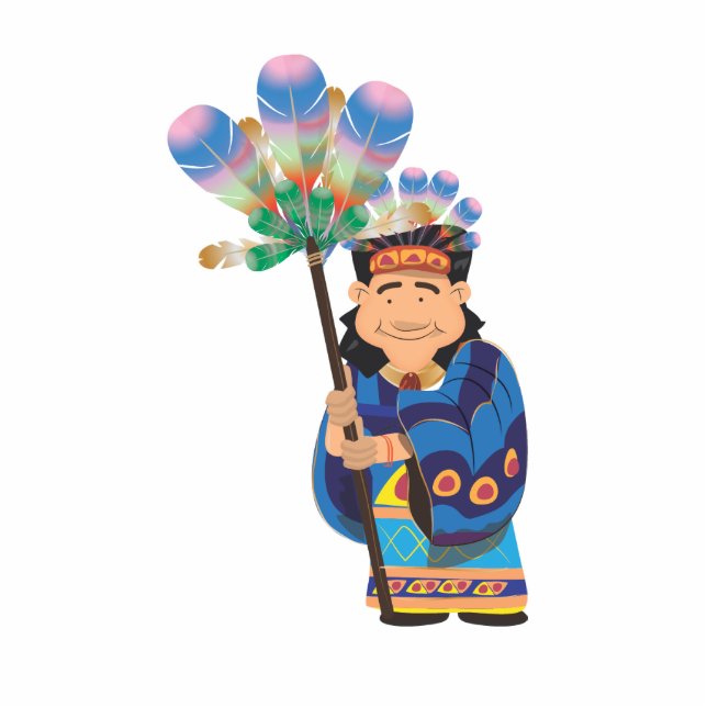 Cartoon Aztek Staand Fotobeeldje (Voorkant)