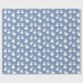 Cartoon Baby Ghosts Blue Wrapping Paper Cadeaupapier (Vlak)