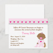 Cartoon Baby Girl Faire-part de naissance (Devant / Derrière)