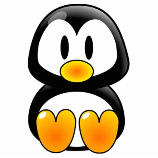 Cartoon Baby Penguin Staand Fotobeeldje (Voorkant)