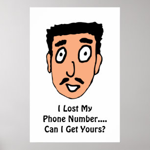 Cartoon Bad Pick up Line Slimy Mustache Guy Poster
