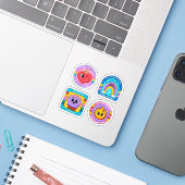 Cartoon badges sticker set (Laptop met iPhone)