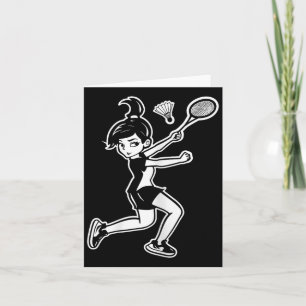 Cartoon Badminton Woman Shuttle Player Kaart