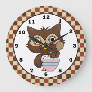 Cartoon Baking Owl Kitchen wandklok Grote Klok