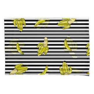 Cartoon banaan patches: retro stijl. kussensloop