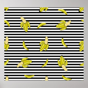 Cartoon banaan patches: retro stijl. poster