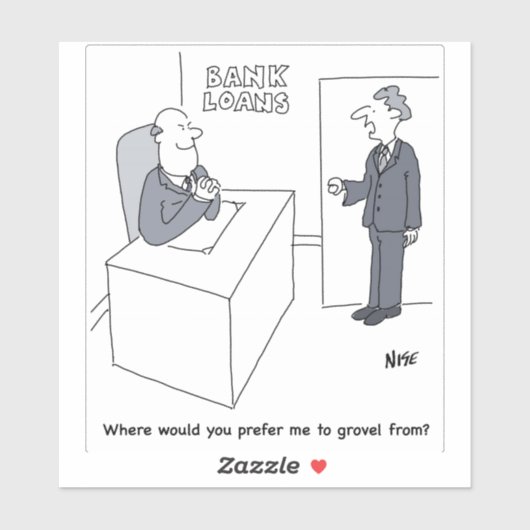 Cartoon bankleningen sticker (Vel)