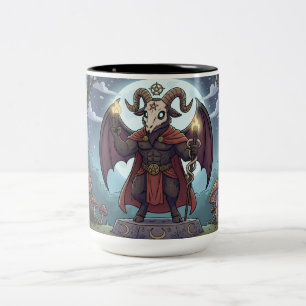 Cartoon Baphomet Tweekleurige Koffiemok