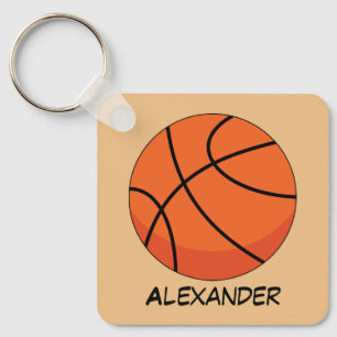 Cartoon Basketball Ball Naam toevoegen Sleutelhanger