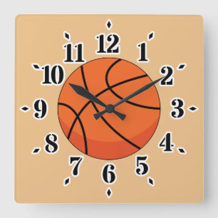 Cartoon Basketball Ball Vierkante Klok