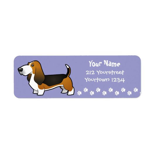 Cartoon Basset Hound Etiket (Voorkant)