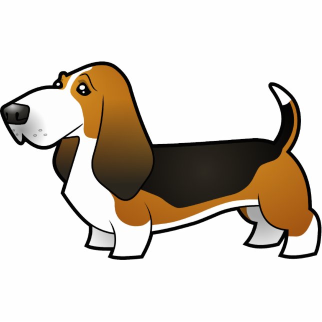 Cartoon Basset Hound Fotobeeldje Magneet (Voorkant)