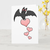 Cartoon Bat met harten Kaart (Gele Bloem)