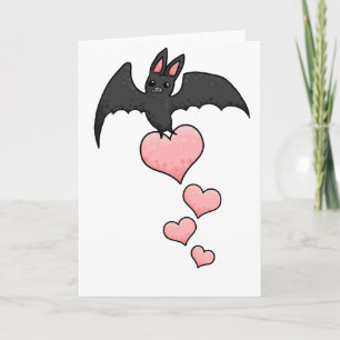 Cartoon Bat met harten Kaart