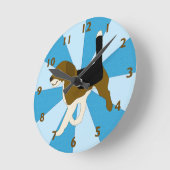 Cartoon Beagle Clock Ronde Klok (Hoek)