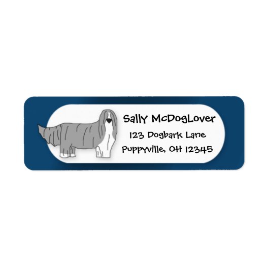 Cartoon Bearded Collie Etiket (Voorkant)