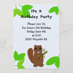 Cartoon Beaver Birthday Uitnodiging