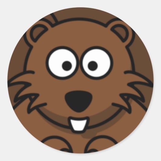 Cartoon Beaver Face Ronde Sticker (Voorkant)