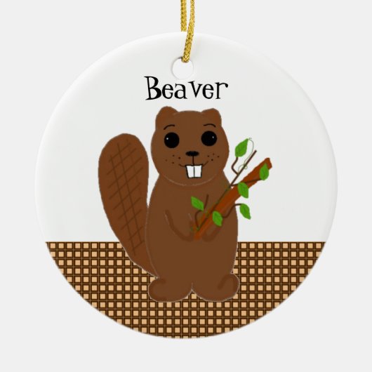 Cartoon Beaver Keramisch Ornament (Voorkant)