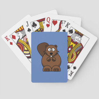 Cartoon Beaver met blauwe achtergrond Pokerkaarten