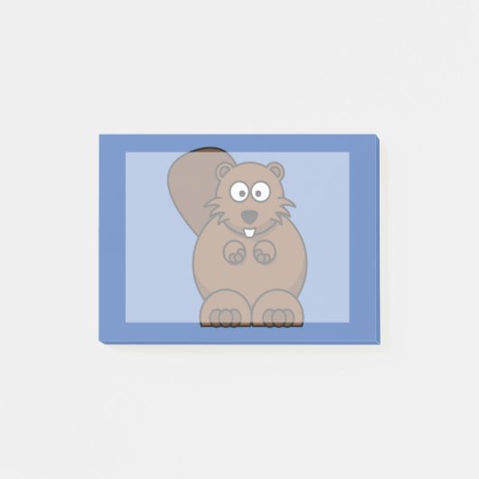 Cartoon Beaver met blauwe achtergrond Post-it® Notes (Voorkant)