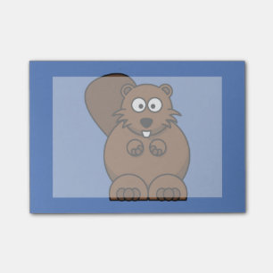Cartoon Beaver met blauwe achtergrond Post-it® Notes
