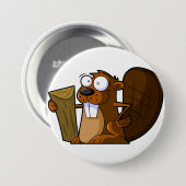 Cartoon Beaver Pin Ronde Button 7,6 Cm (Voorkant /achterkant)