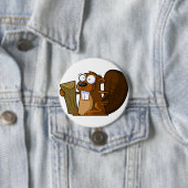 Cartoon Beaver Pin Ronde Button 7,6 Cm (In situ)