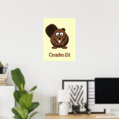 Cartoon Beaver Poster (Thuiskantoor)