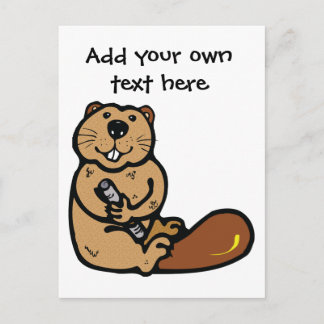 Cartoon Beaver voor Internationale Beaver Dag Briefkaart