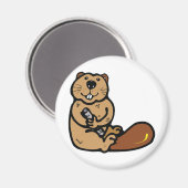Cartoon Beaver voor Internationale Beaver Dag Magneet (Voorkant / Achterkant)