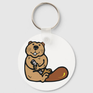Cartoon Beaver voor Internationale Beaver Dag Sleutelhanger
