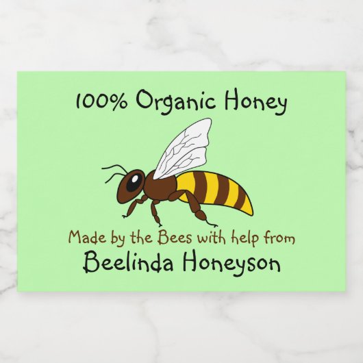 Cartoon Bee Organic Honey Jar Labels Voedselcontainer Etiket (Enkel label)