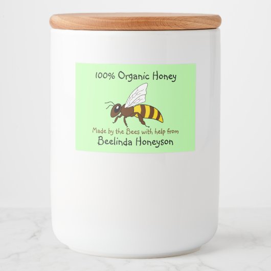 Cartoon Bee Organic Honey Jar Labels Voedselcontainer Etiket (Voorkant)