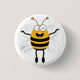 Cartoon Bee Ronde Button 3,2 Cm