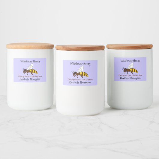 Cartoon Bee Wildflower Honey Jar Labels Voedselcontainer Etiket (Flessen)