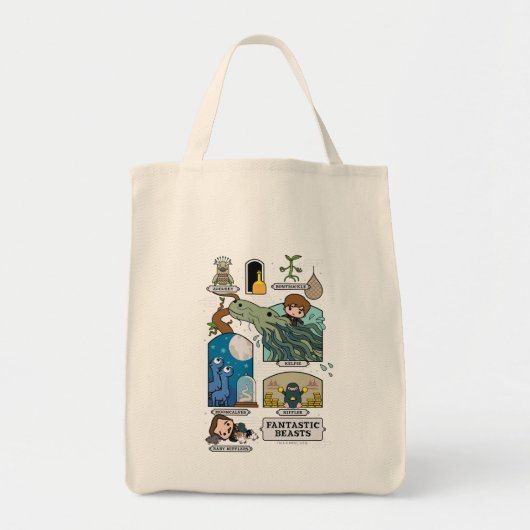 Cartoon beest habitat tote bag (Voorkant)