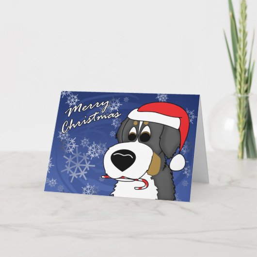 Cartoon Berner Sennenhond Kerst Kaart (Voorkant)