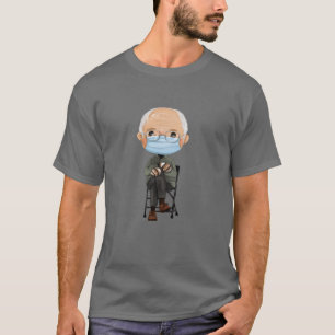 Cartoon Bernie Sanders en zijn Warm Brown Mittens T-shirt