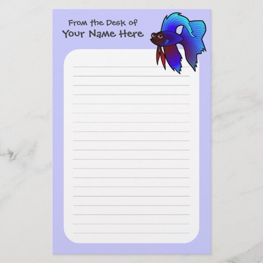 Cartoon Betta Fish / Siamese vechtvis Briefpapier (Voorkant)