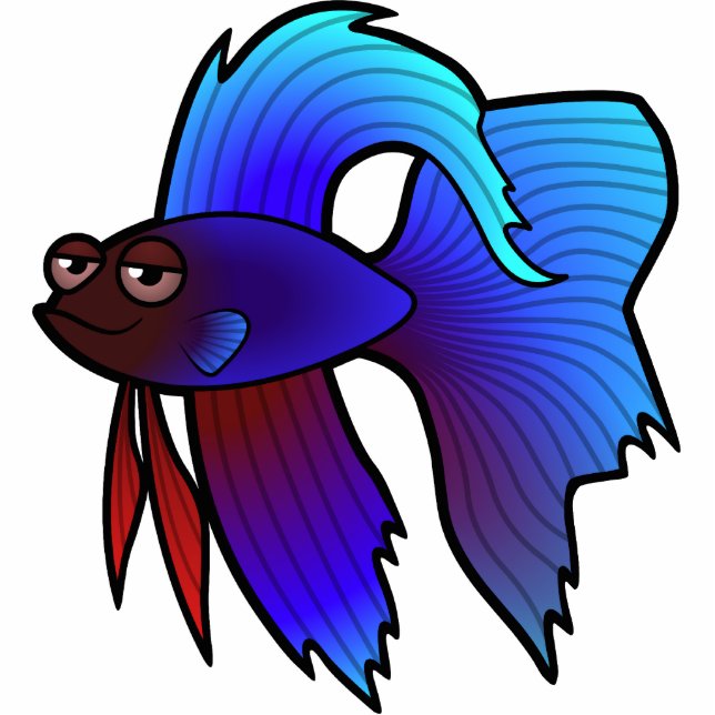 Cartoon Betta Fish / Siamese vechtvis Fotobeeldje Magneet (Voorkant)