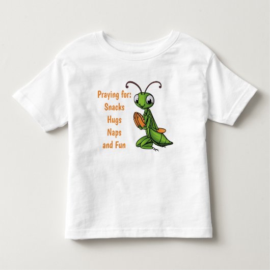 Cartoon Bidden Mantis gepersonaliseerd Kinder Shirts (Voorkant)