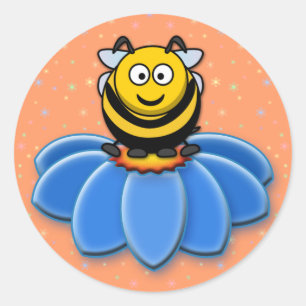 cartoon bij ronde sticker