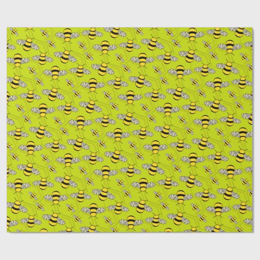 Cartoon Bijen op bijenkorf Schattig Cadeaupapier (Vlak)