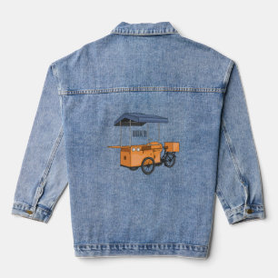 Cartoon bike food cart denim jacket