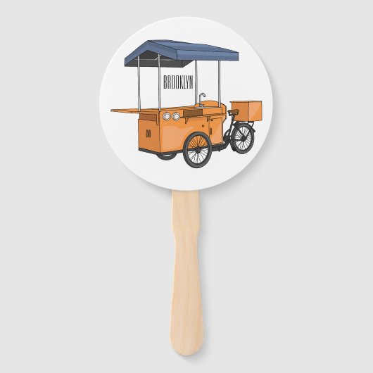 Cartoon bike food cart handwaaier (Voorkant)