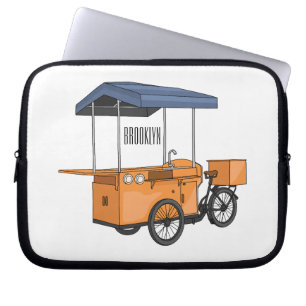 Cartoon bike food cart laptop sleeve